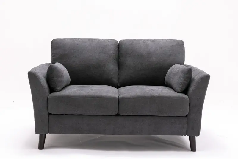 Damian Gray Velvet Two-Person Loveseat