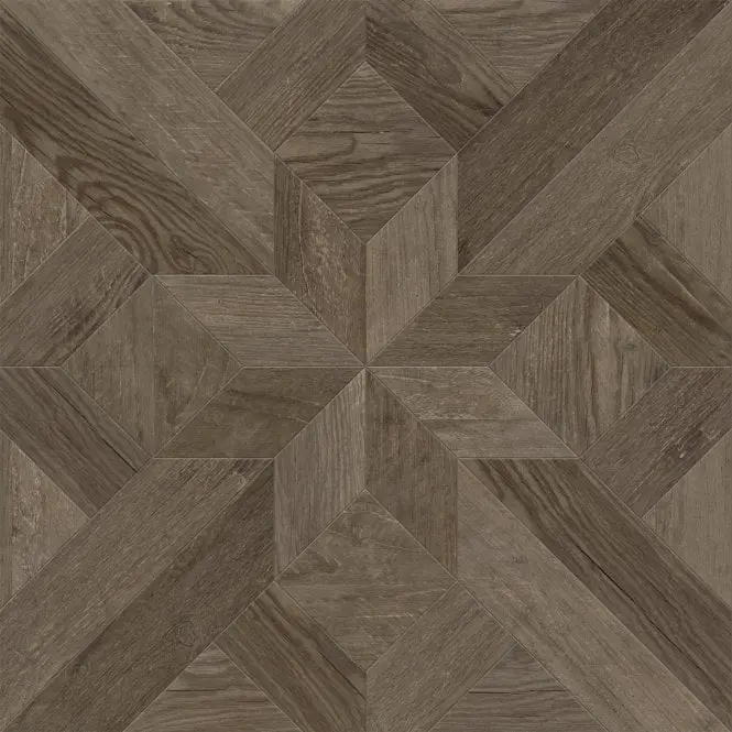 Dark Oak Parquet-Style Porcelain Tile – 600×600 mm