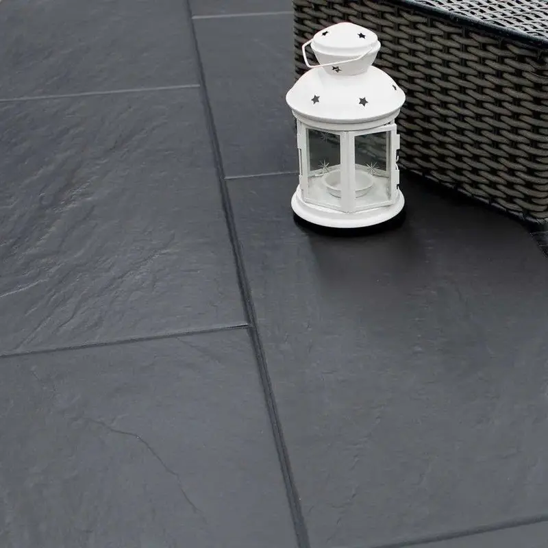 Deep Black Riven Slate Wall & Floor Tile – Natural Texture & Depth