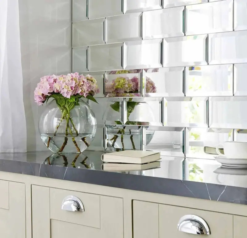 Dior Mirror Glass Metro Tile – Slim 10x20cm Reflective Wall Cladding