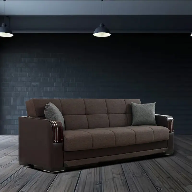 Dykman Brown Convertible Sofa Bed – Fold-Out Guest Bed with Upholstered Design