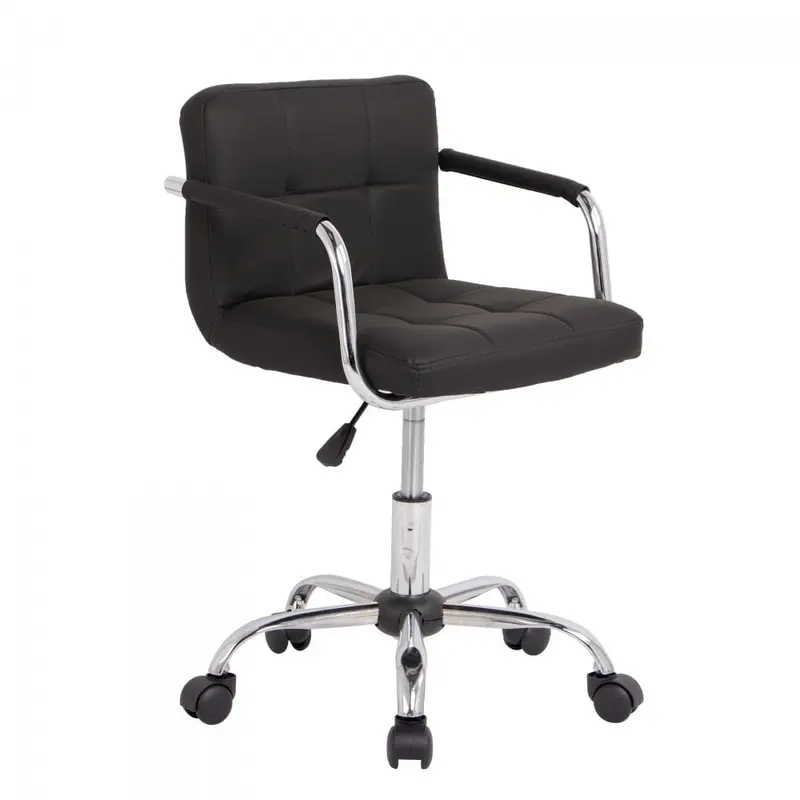 Ergonomic Black Office Chair with Cushioned Seat and Chrome Legs