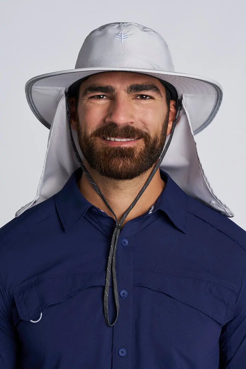 Floating Boating Hat with Neck Drape – Light Grey Nautical Style