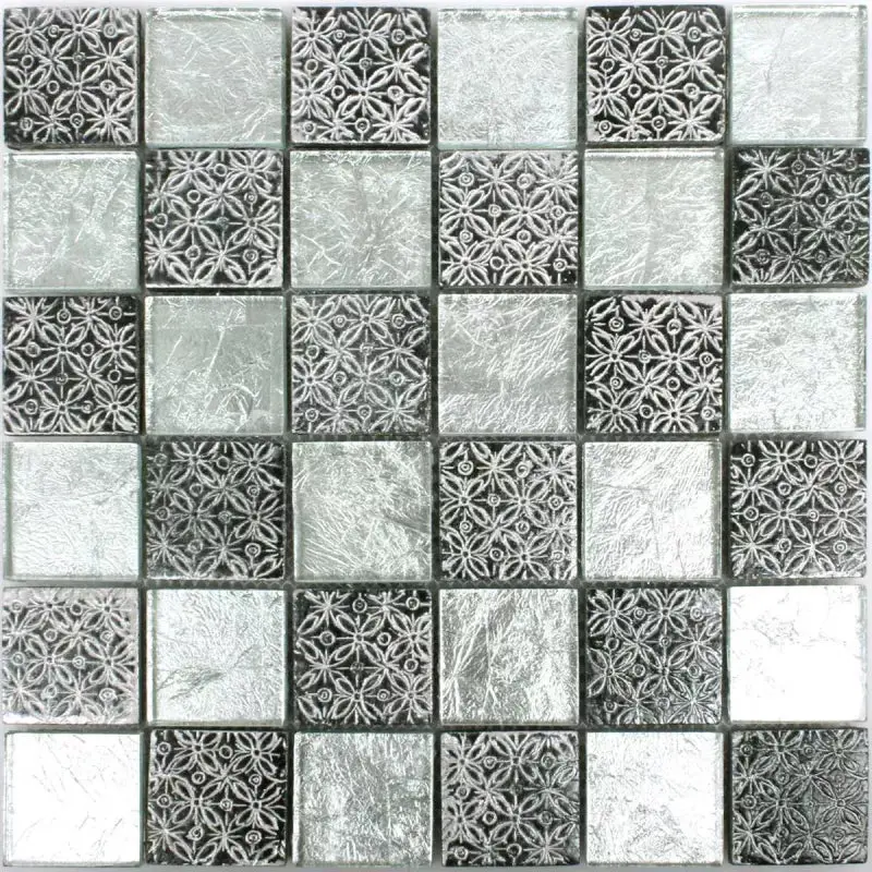 Friesia Silver Glass and Natural Stone Mosaic Tile