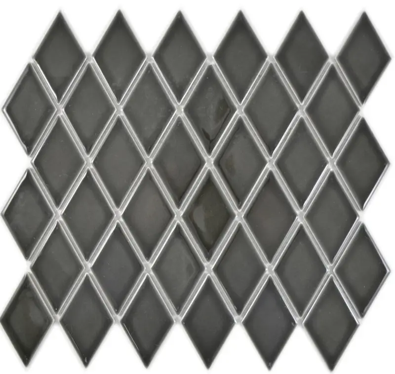 Geometric Rhombus Diamond Mosaic Tile in Matte Black