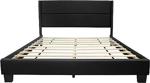 Giulia Faux Leather Queen Platform Bed – Refined Bedroom Statement Piece – Go Green Woods
