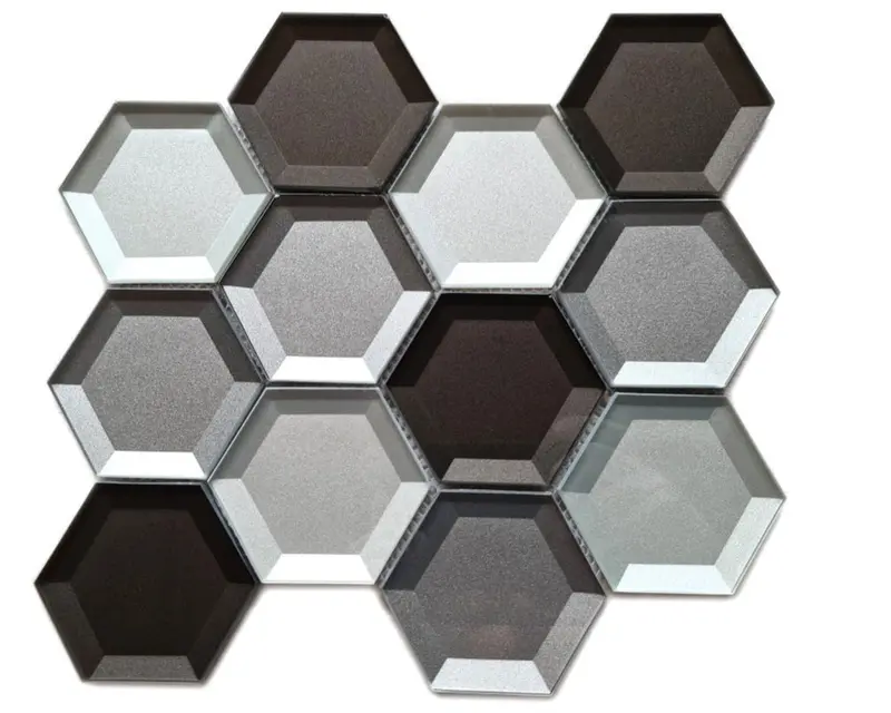 Glass Silver Hexagon Mirror Mosaic Tile – Modern Reflective Wall Cladding