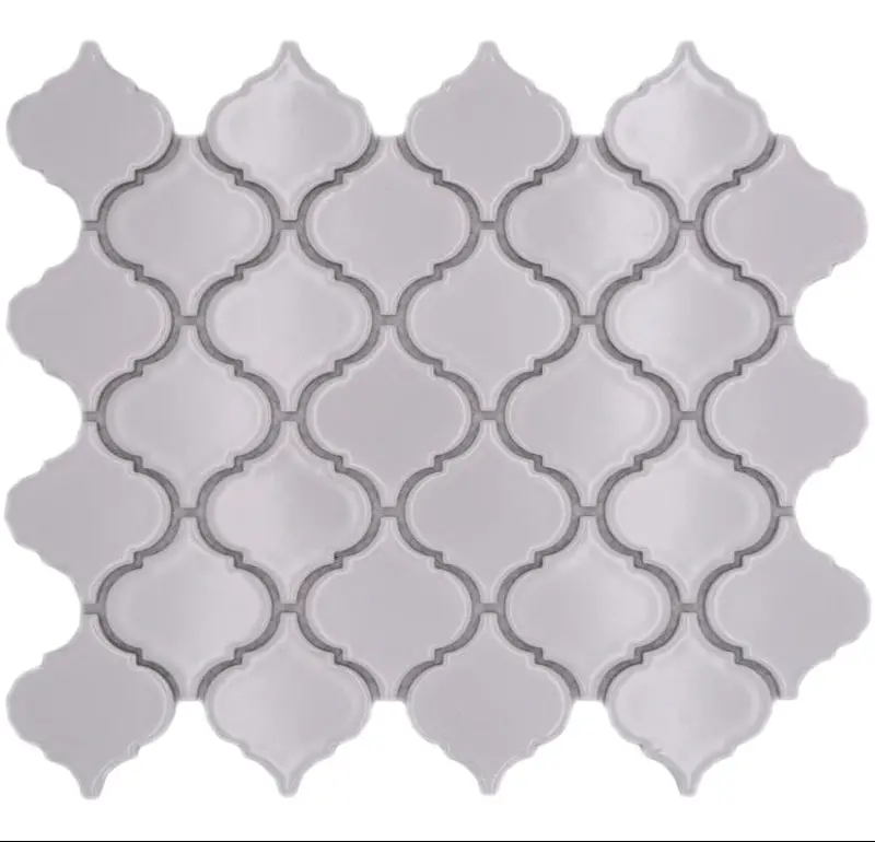 Glossy White Arabesque Mosaic Tiles – Vintage-Inspired Wall Covering