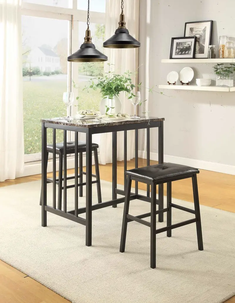 Go Green Woods 3-Piece Counter Height Dining Set – Rustic Wood Table & Chairs