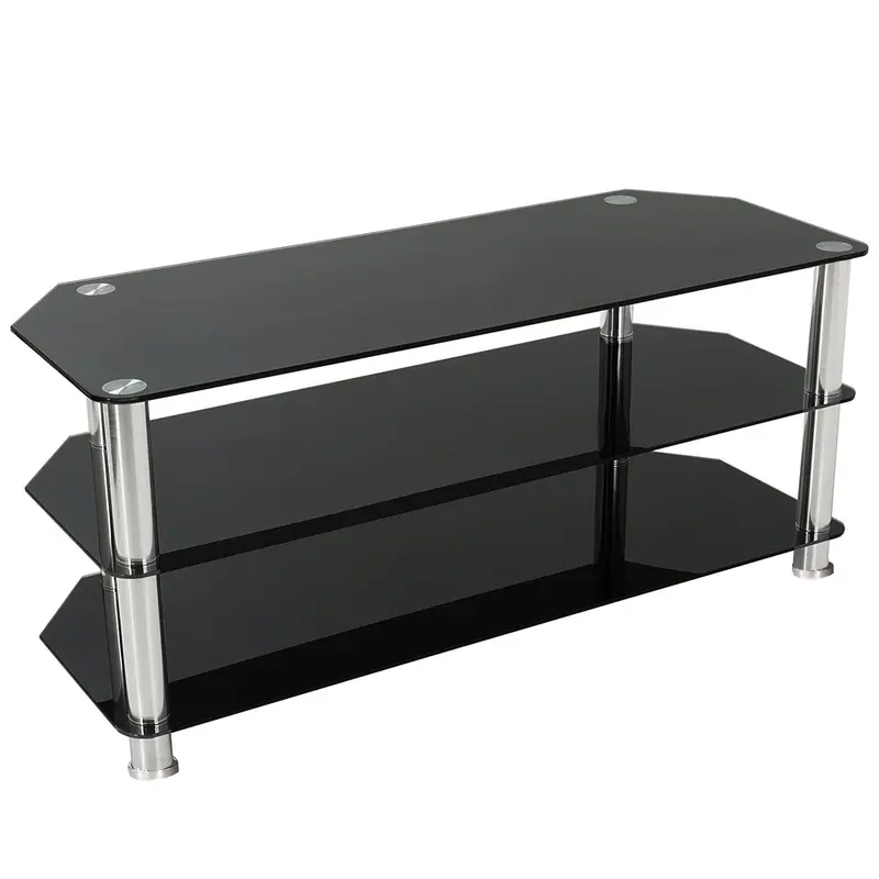 Go Green Woods Adele Black Tempered Glass TV Stand for 43-Inch TVs