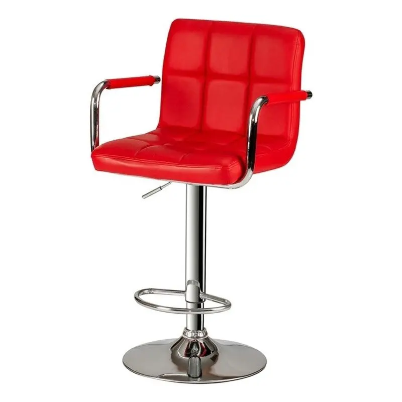 Go Green Woods Adjustable Red Barstool – Metal-Armrest Counter Height Seat