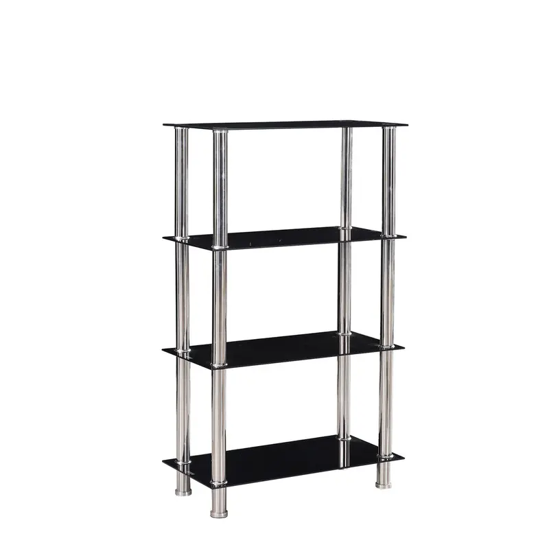 Go Green Woods Jane 4-Tier Glass-Front Bookcase with Wooden Frame