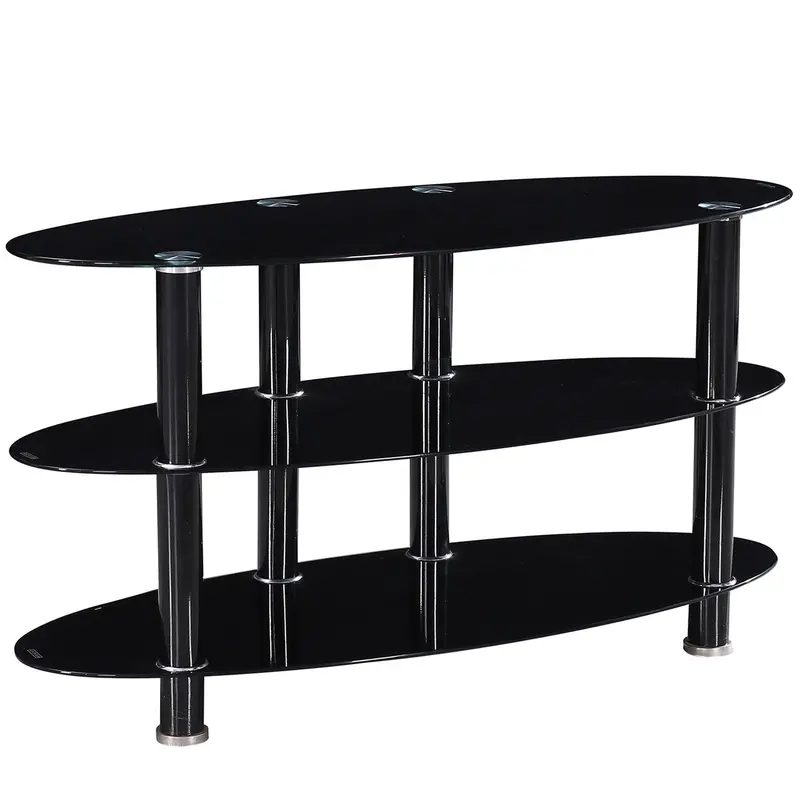 Go Green Woods Neo Oval Black Tempered Glass TV Stand for 40-Inch TVs