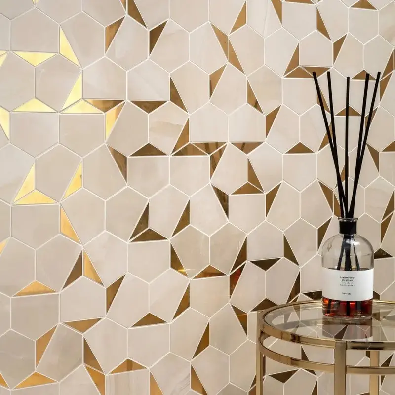 Gold Honeycomb Hexagonal Mosaic Tile