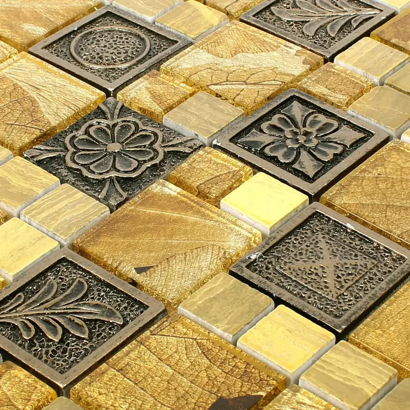 Golden Maple Mixed Glass Mosaic Tile – 30x30cm