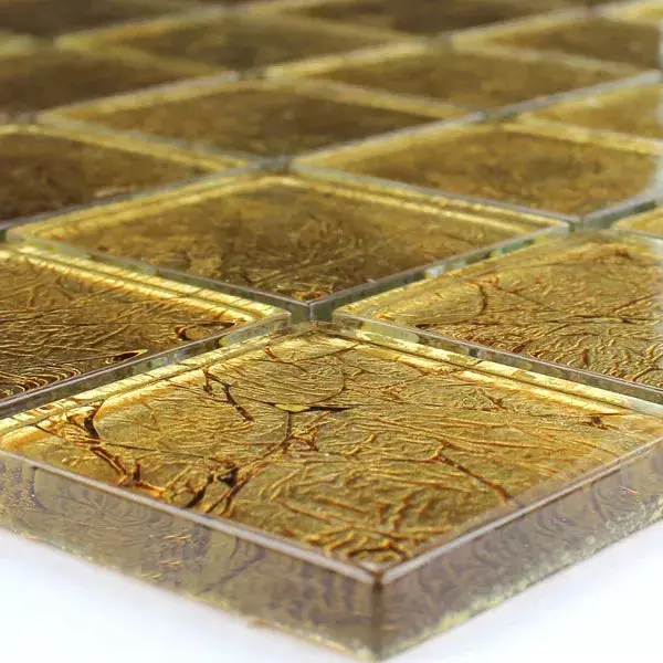 Golden Square Glass Mosaic Tiles – Metallic Wall Cladding