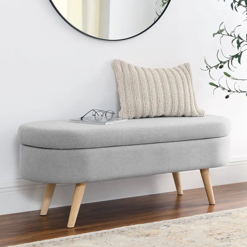 Gray Amari Tufted Ottoman with Hidden Storage