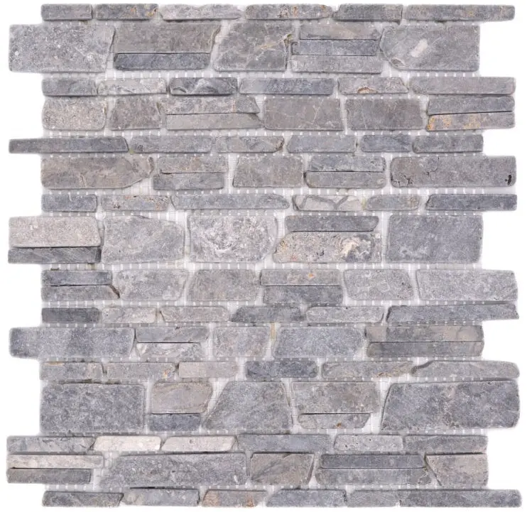 Grey Mix Linear Split-Face Mosaic Tile – Versatile Wall & Floor Use