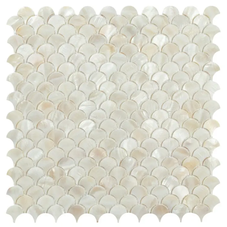 Handcrafted Beige Scallop Mother-of-Pearl Mosaic Tile