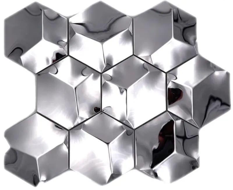 Hexagonal Metallic Silver Gloss Glass Mosaic