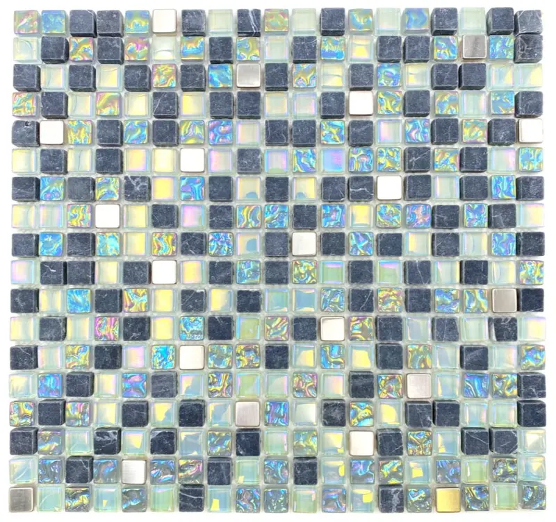 Iridescent Twilight Stone Mosaic – Shimmering Multi-Tone Finish