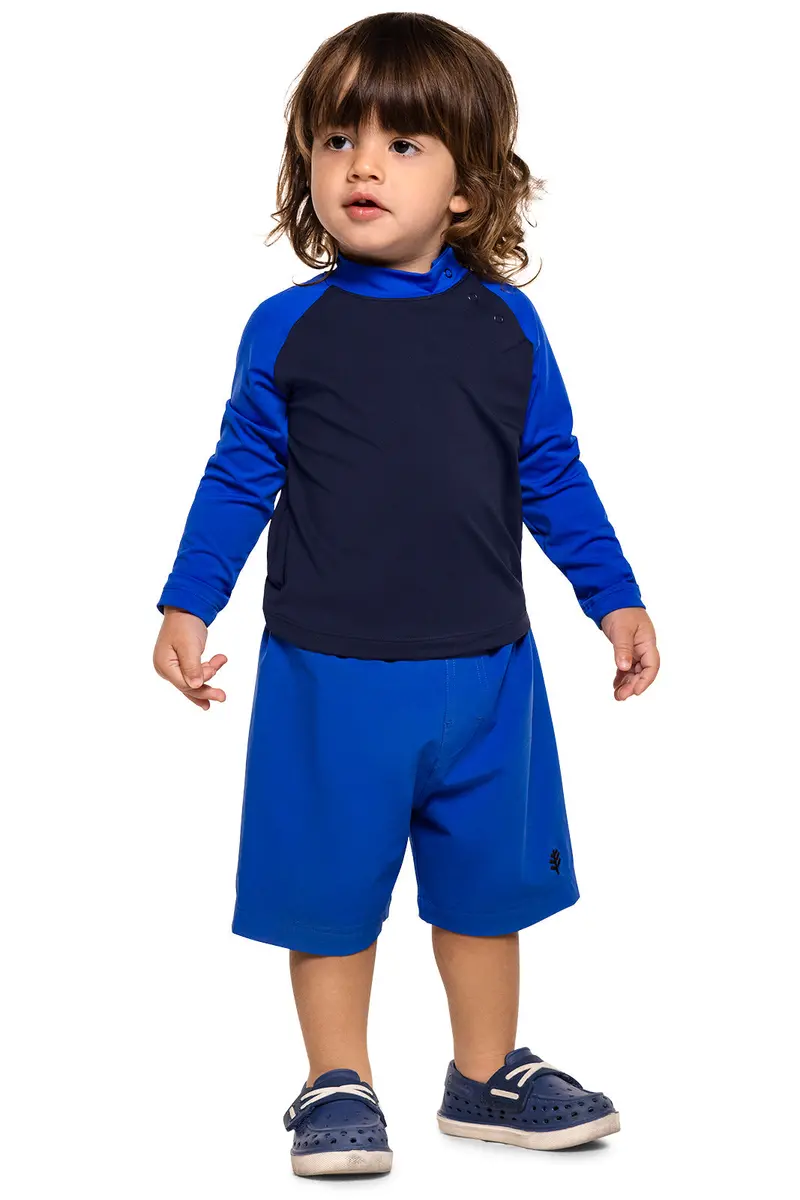 Island Baby Rash Guard Set | Navy and Contrast Block