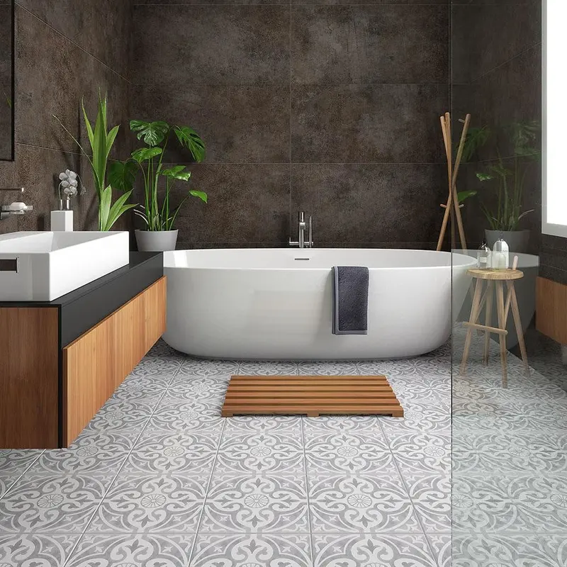 Kingsbridge Silver Patterned Ceramic Tile | 330x330mm Contemporary Design