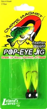 Leland Pop Eye Jig – 1/64 oz, 2-Pack, Black & Chartreuse