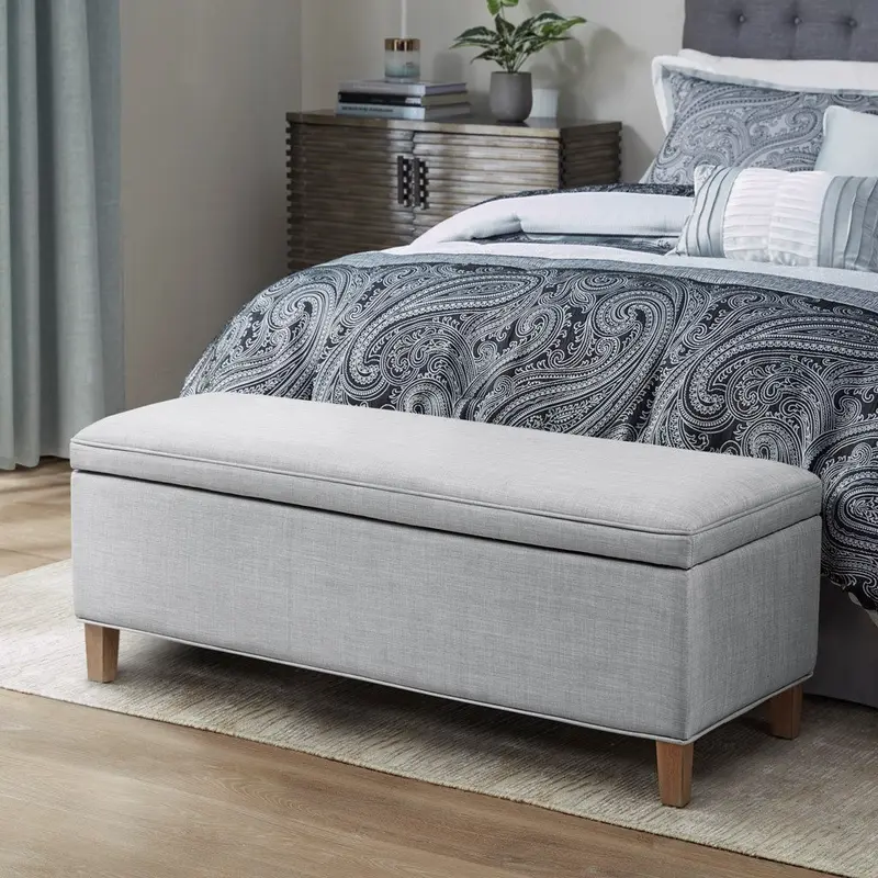 Light Gray Elega Upholstered Storage Bench