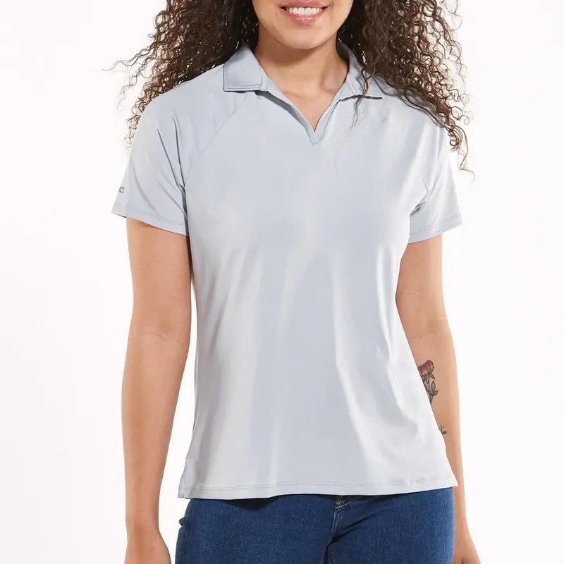 Light Grey Short-Sleeve Resort Polo for Women