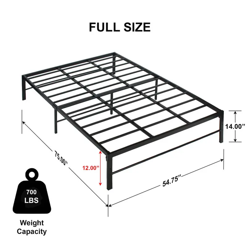Lily Foldable Full Platform Bed Frame – Black Metal Construction – Go Green Woods