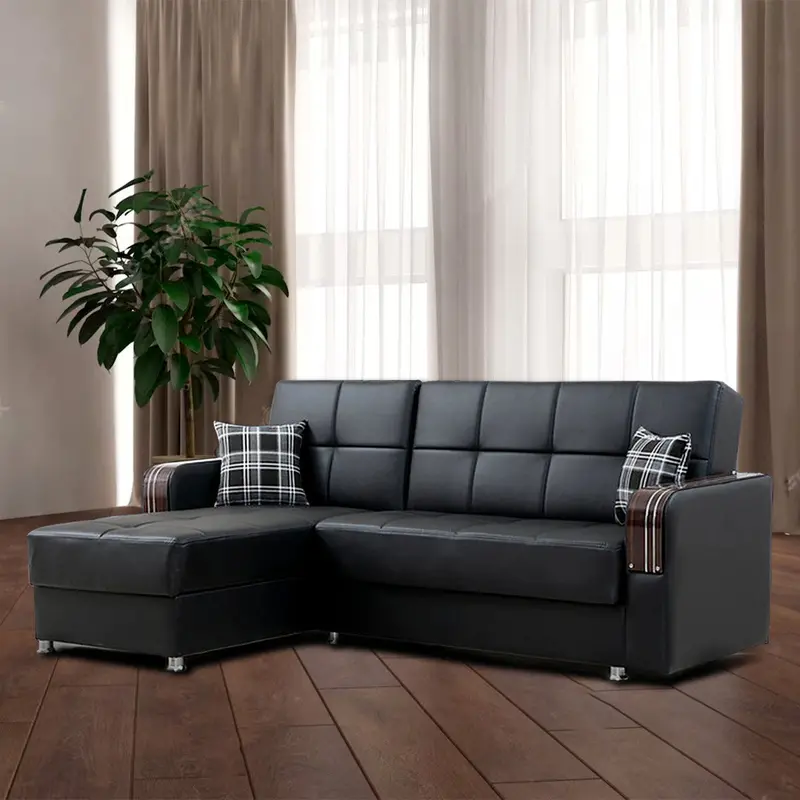 London Reversible Sectional – Sleek Black Finish