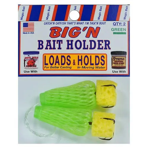 Magic Bait BigN Bait Holders – Green, Size 2, 2-Pack Secure Hooking System