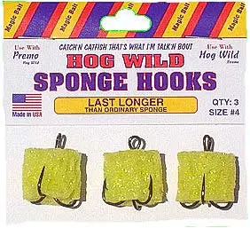 Magic Bait Hog Wild Sponge Hook Set – Size 4, 3-Pack
