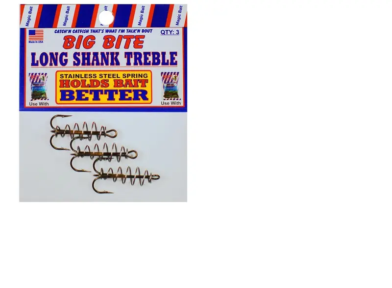Magic Bait Long-Shank Treble Hooks – Size 4 (3-Pack)