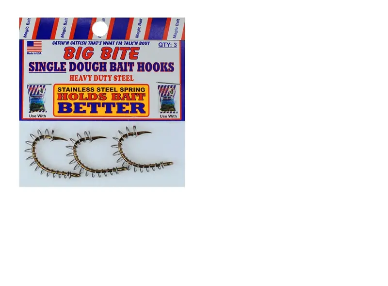Magic Bait Single Spring Dough Hook – Unsnelled, 4-Pack