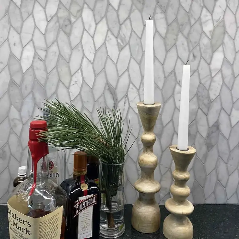 Marble Feather Pattern Mosaic Tile – Wall & Floor Use