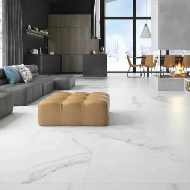 Matte Finish Carrara-Inspired Porcelain Tile – 120x120cm