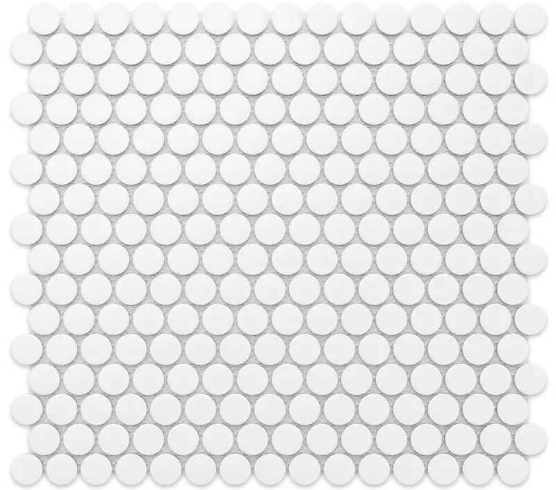 Matte Finish White Penny Circle Mosaic Tile – Non-Slip Wall & Floor Ceramic Mosaic