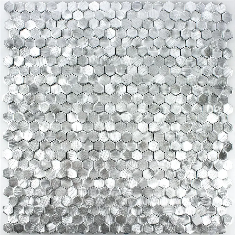McAllen Silver Aluminium Metal Mosaic Tile