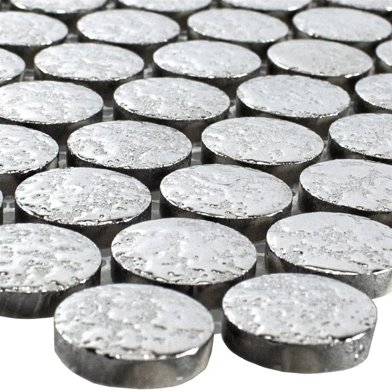 Meneksche Silver Ceramic Button Mosaic