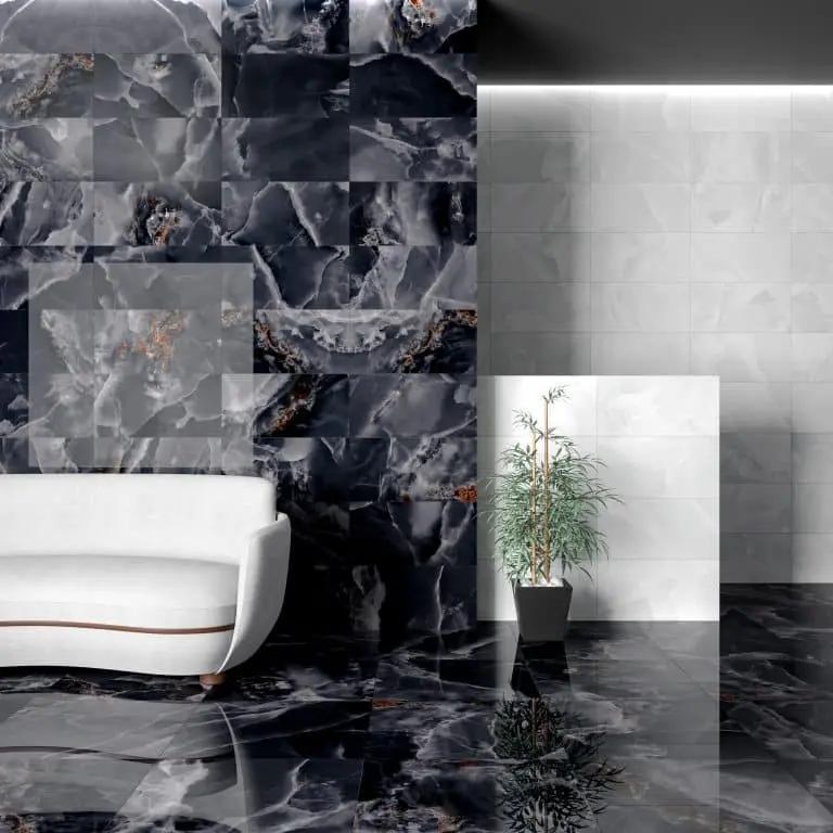 Midnight Black Onyx Gloss Porcelain Tile – 600x300mm
