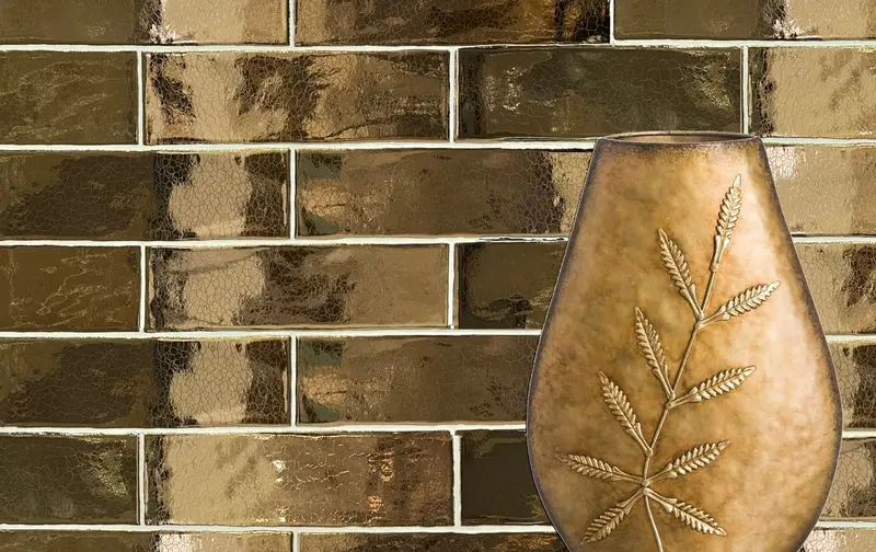 Mischa Gold Vintage Metro Wall Tiles – 25x5cm Retro-Style Ceramic Strip
