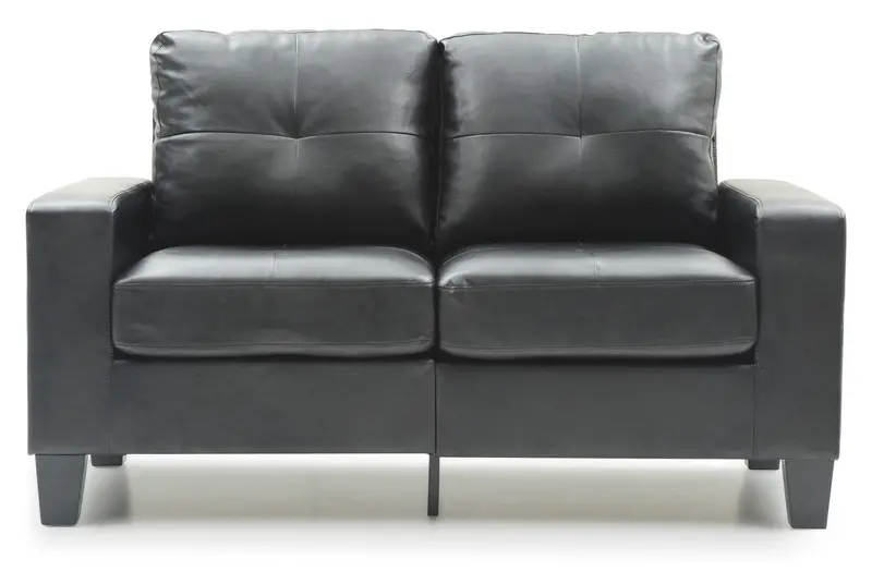 Modular Black PU Leather Loveseat Sofa