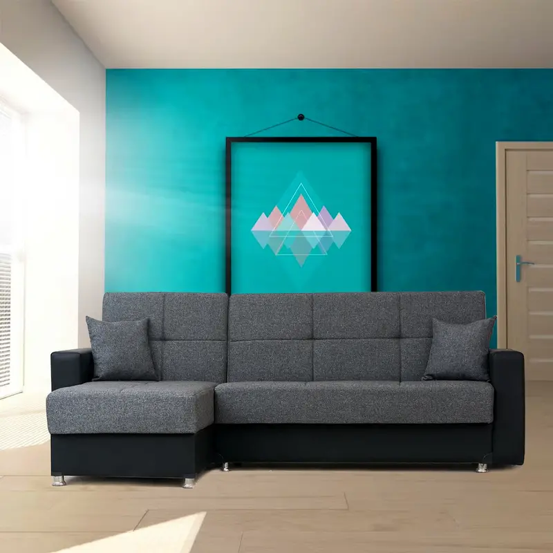 Munif Gray Reversible L-Shaped Sectional Sofa