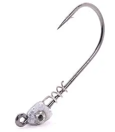 Mustad Spring Lock Jig Head – 3/16 oz, Size 3/0, Plain Finish (4-Pack)