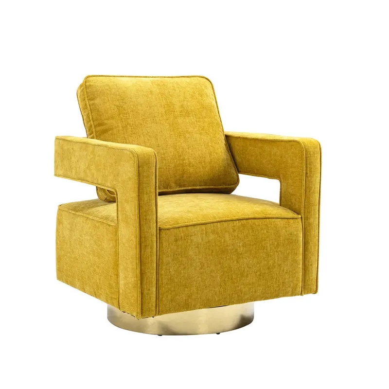Mustard Chenille Club Chair with Plush Seating
