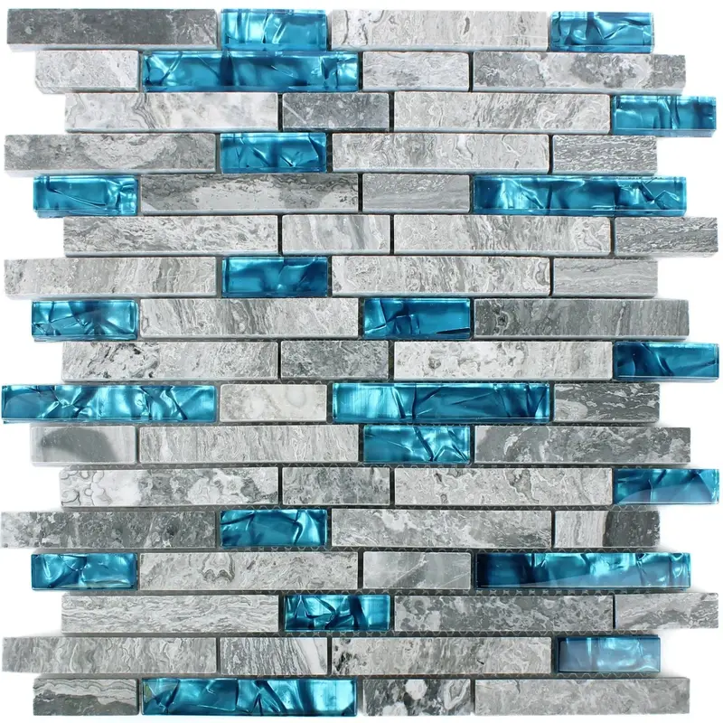 Natural Lapis Lazuli Brick Glass Mosaic Tile – Hand-Cut Decorative Wall Tile