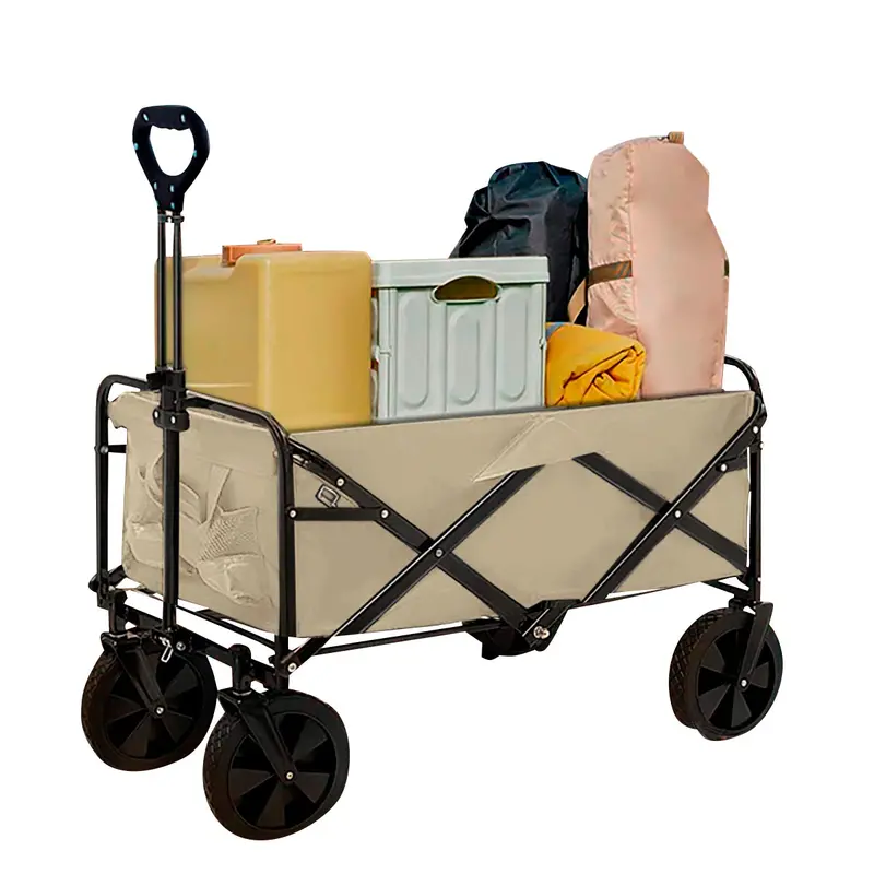 Natural-Tone Foldable Garden Cart – Slim Collapsible Utility Cart