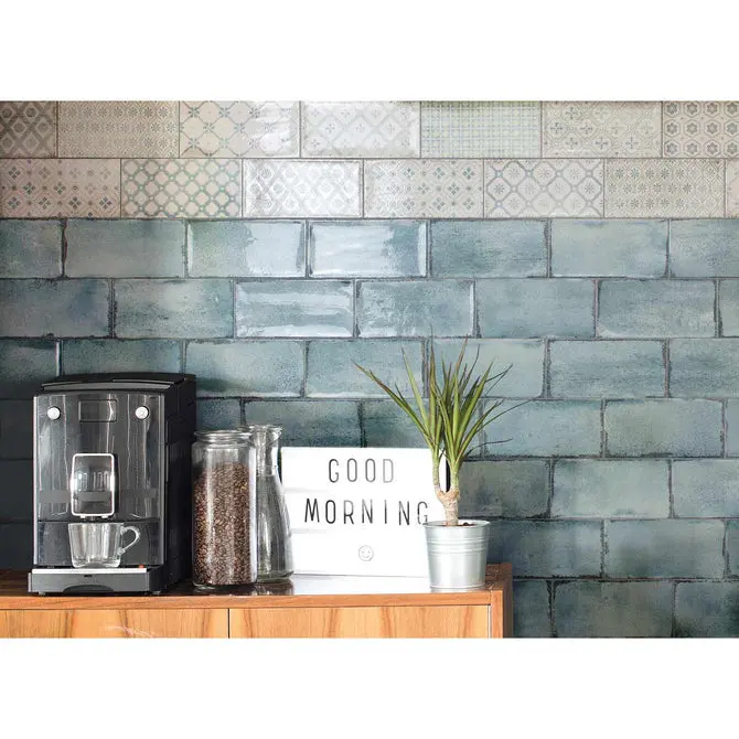 Navy Natura Brick-Style Wall Tile – 10 × 20 cm